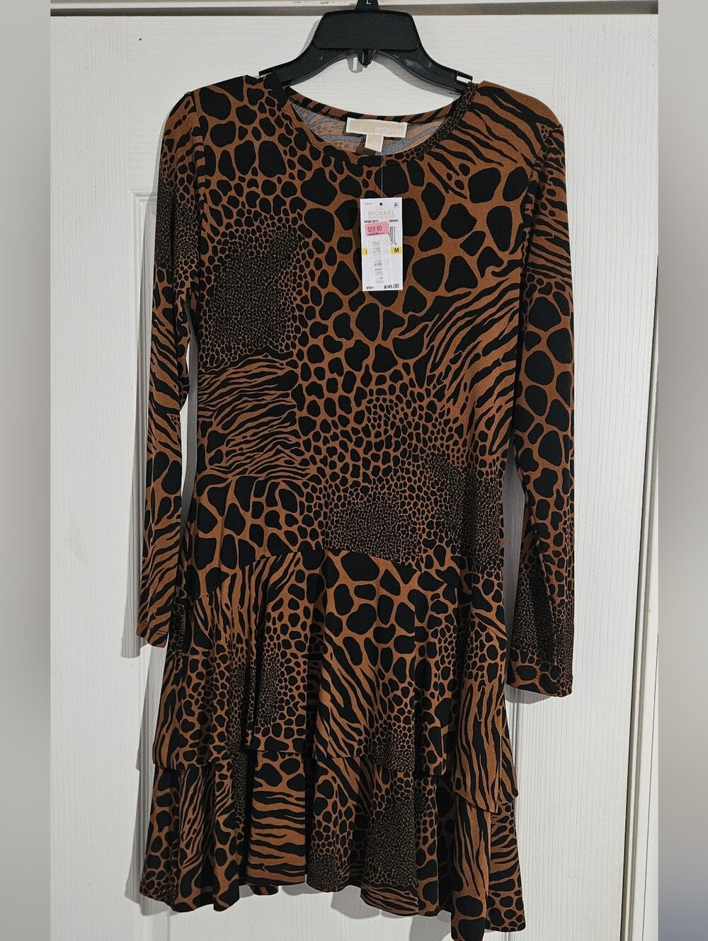 Michael Kors  Brown & Black Animal Print Tiered Dress